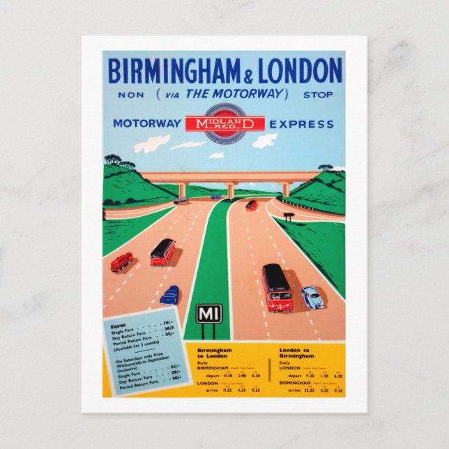Cartão Postal Birmingham para Londres - Reino Unido (Frente)