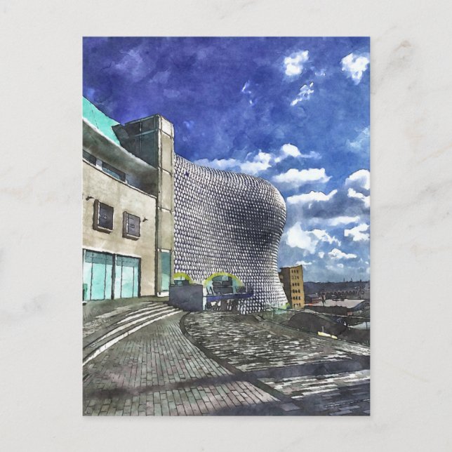 Cartão Postal Birmingham Watercolor-Style (Frente)