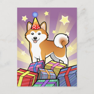 Cartão Postal Birthday Akita Inu / Shiba Inu