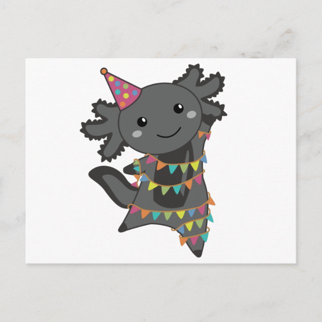 Cartão postal Birthday Axolotl Garland (Frente)