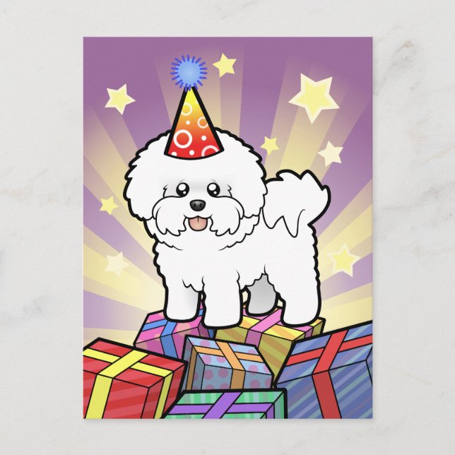 Cartão Postal Birthday Bichon Frise (Frente)