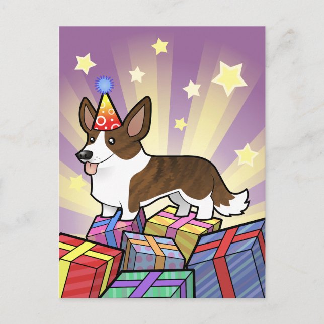 Cartão Postal Birthday Cardigan Welsh Corgi (Frente)