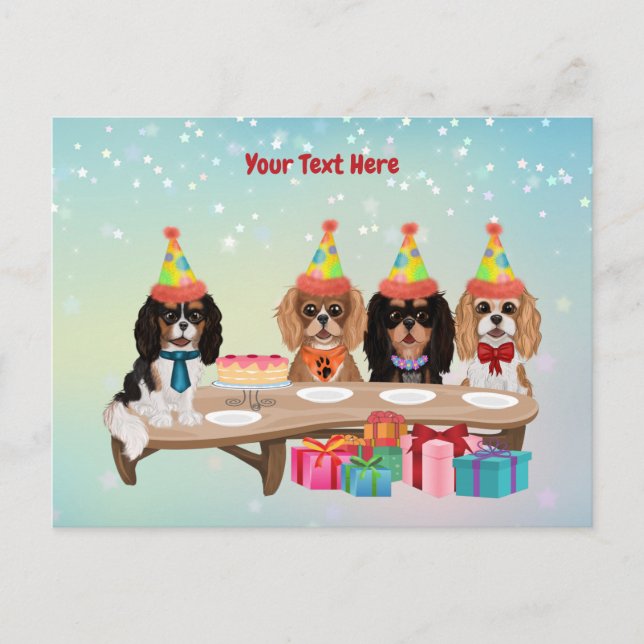 Cartão Postal Birthday Cavalier King Charles Spaniel (Frente)