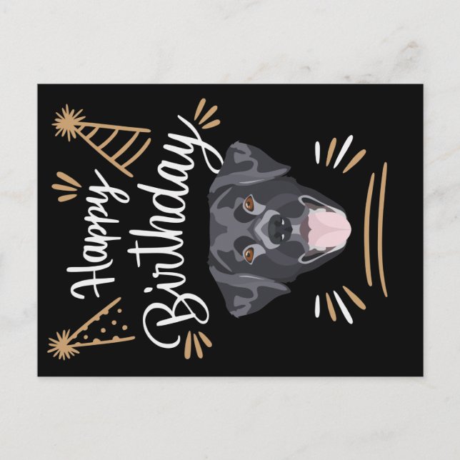 Cartão Postal Birthday Gift Black Labrador (Frente)