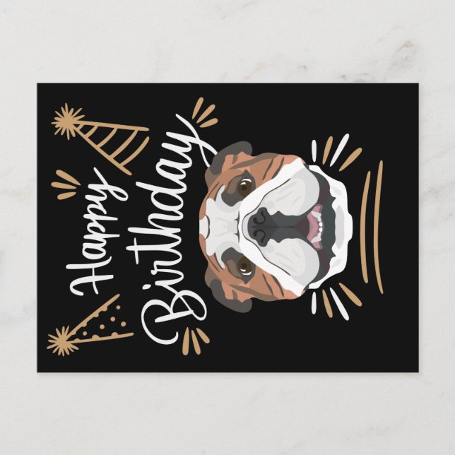 Cartão Postal Birthday Gift English Bulldog (Frente)