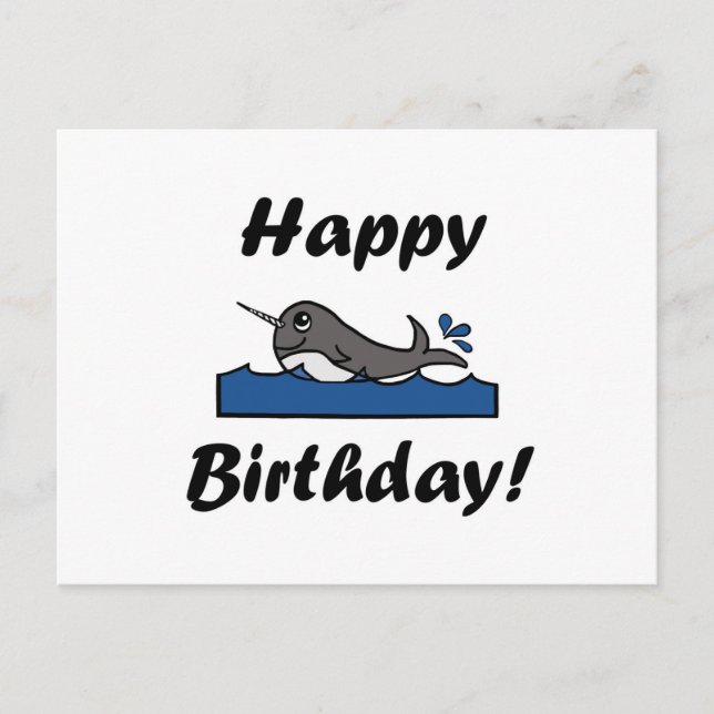 Cartão Postal Birthday Narwhal (Frente)