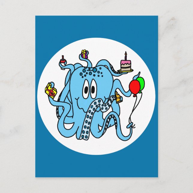 Cartão Postal Birthday Octopus (Frente)