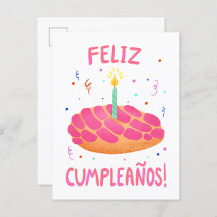 Cartão Postal Birthday Pan Dulce Concha em Espanhol