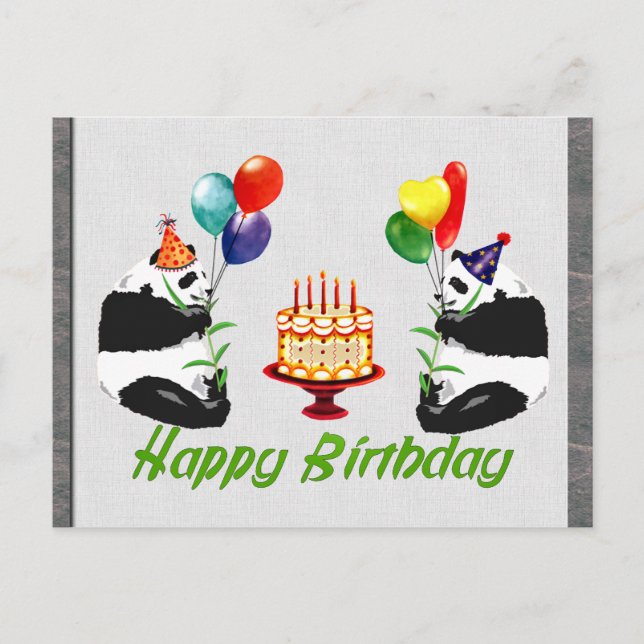 Cartão Postal Birthday Pandas (Frente)