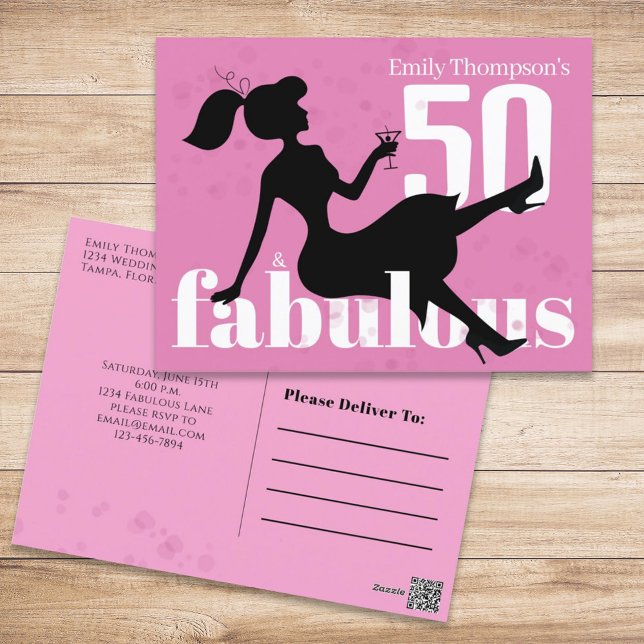 Cartão Postal Birthday Retro 50 e Fabuloso Cocktail Martini (Criador carregado)