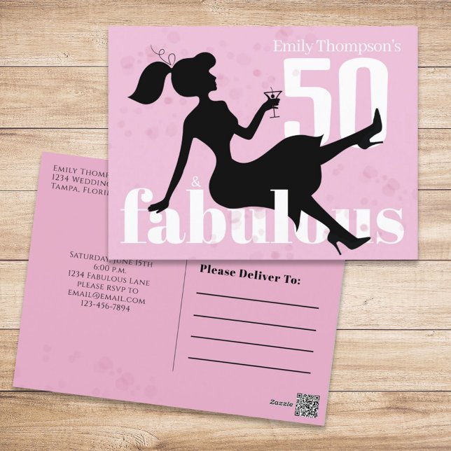 Cartão Postal Birthday Retro 50 e Fabuloso Cocktail Martini (Criador carregado)