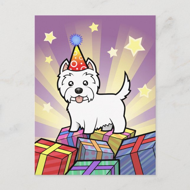 Cartão Postal Birthday West Highland White Terrier (Frente)