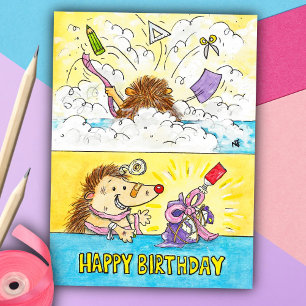 Cartão postal Birthday Wrapping Disaster por N. Ja