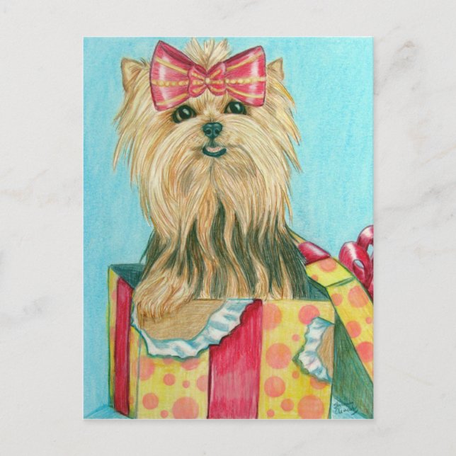 Cartão Postal Birthday Yorkie (Frente)