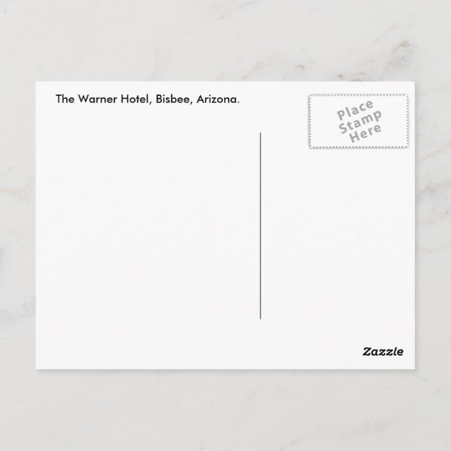 Cartão Postal Bisbee Postcard (Verso)