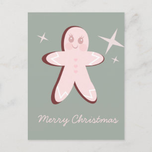 Cartão Postal Biscoitos de Gengibre Retrô Natal Groovy