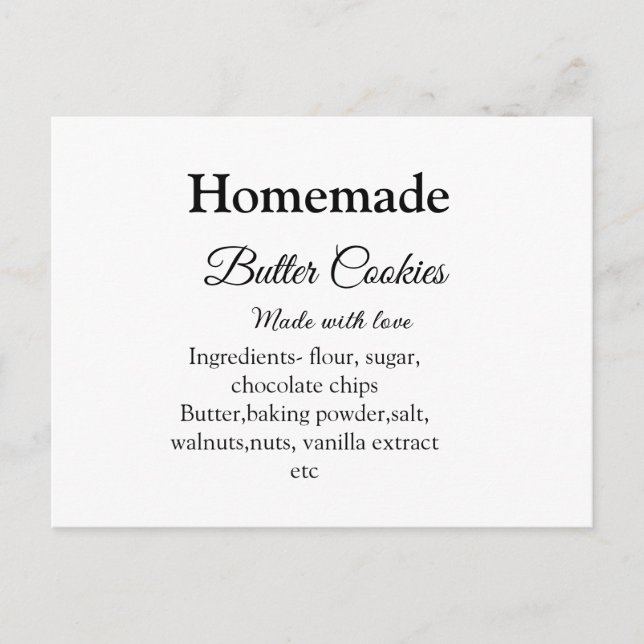 Cartão Postal Biscoitos de manteiga caseiros feitos com amor adi (Frente)