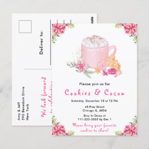 Cartão Postal Biscoitos de Natal e Cacau Rosa Festa