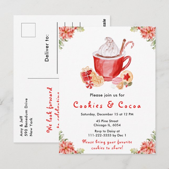 Cartão Postal Biscoitos de Natal e Cacau Vermelho (Frente/Verso)