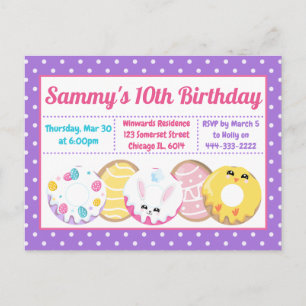 Cartão Postal Biscoitos de Páscoa Donuts e Doces Festa de Aniver