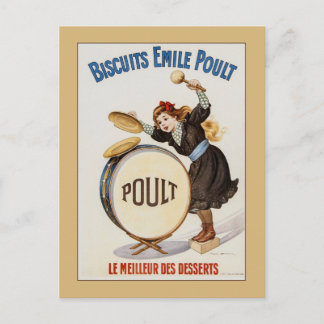 Cartão Postal Biscoitos franceses venenosos, garotinha no tambor
