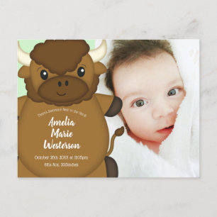 Cartão Postal Bison Buffalo Chá de fraldas Green