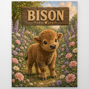 Cartão Postal Bison Fofa Conto Infantil Berçário Animal