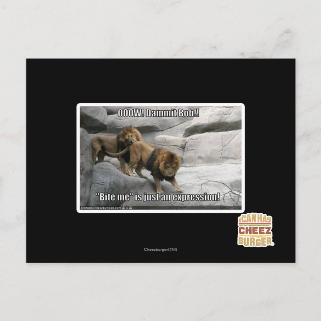 Cartão Postal Bite me is just an expression! (Frente)