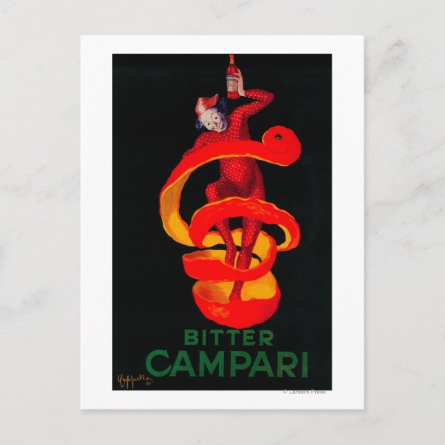 Cartão Postal Bitter Campari Vintage PosterEurope (Frente)