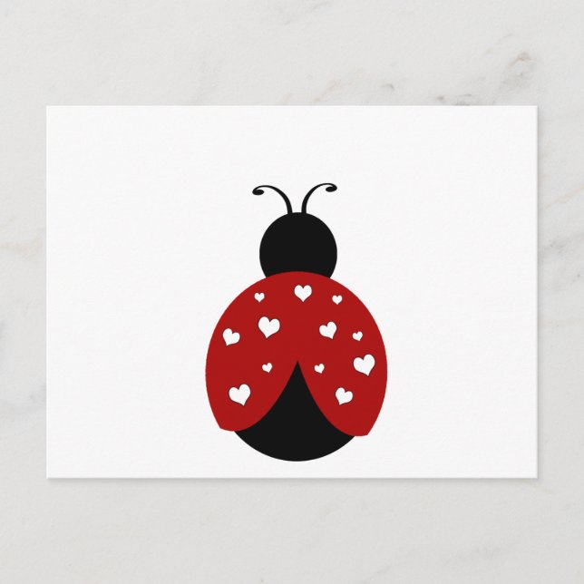 Cartão Postal Black and Red Heart Ladybug (Frente)