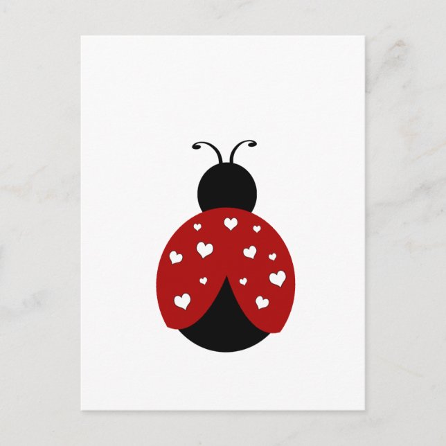 Cartão Postal Black and Red Heart Ladybug (Frente)