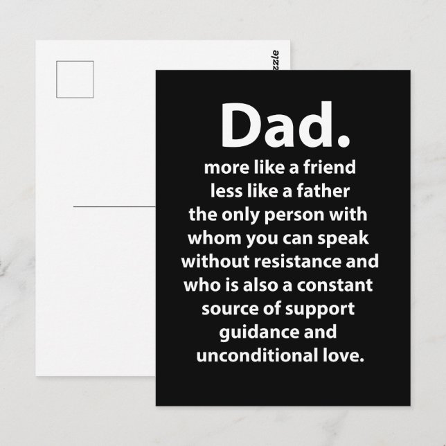 Cartão Postal Black and White Dad Daddy Quote  (Frente/Verso)