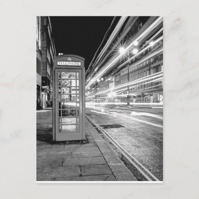 Cartão Postal Black and White London Street na Night (Frente)