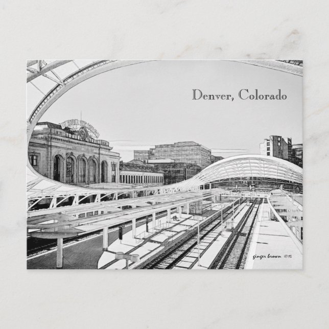 Cartão Postal Black and White Look of Union Station, Denver, CO (Frente)
