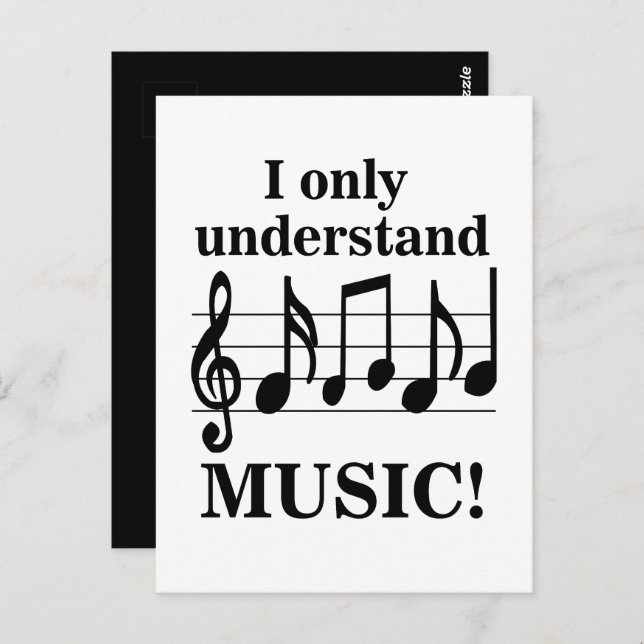 Cartão Postal Black and White Music Notes  (Frente/Verso)