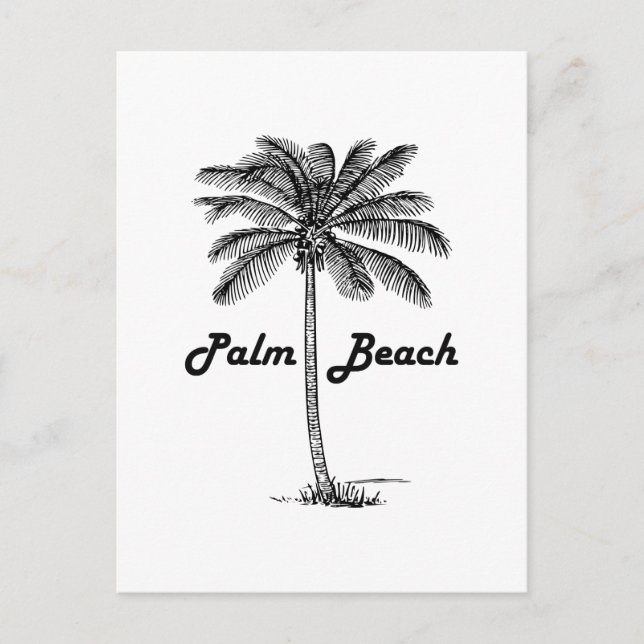 Cartão Postal Black and White Palm Beach Florida & Palm design (Frente)