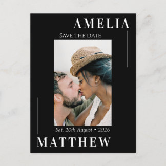 Cartão Postal Black and White Save the Date Weding