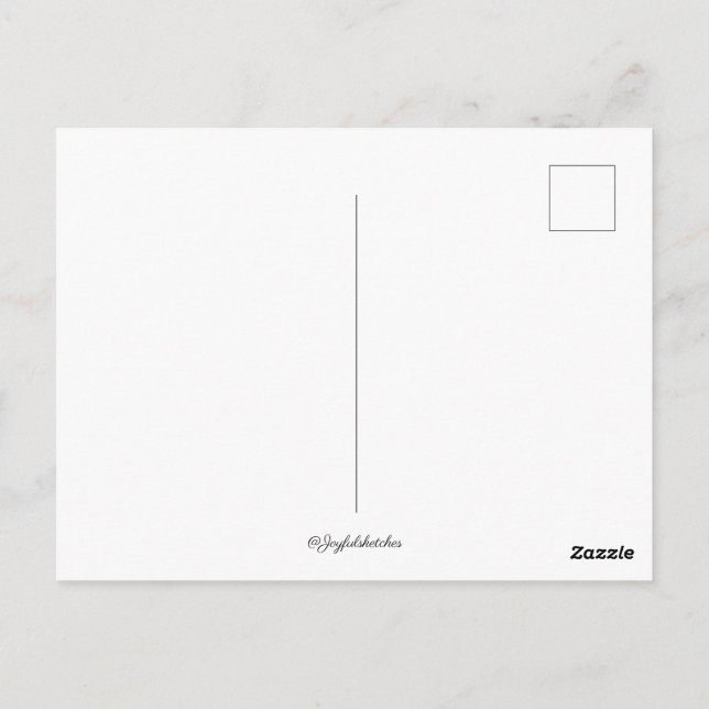 Cartão Postal black and white sketch of Mountains (Verso)