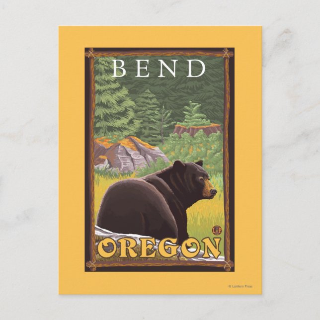Cartão Postal Black Bear in Forest - Bend, Oregon (Frente)
