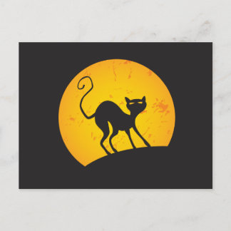 Cartão Postal Black Cat - Yellow Moon