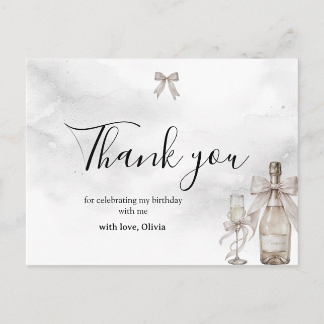 Cartão Postal Black Coquette Minimalist Elegant 50th Birthday  (Frente)