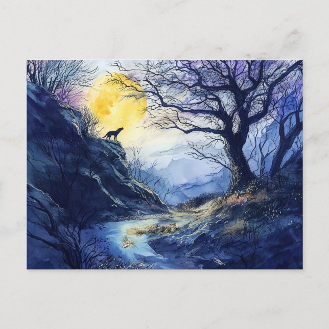 Cartão Postal Black Dog Guardian Rosstrappe Legend Watercolor (Frente)