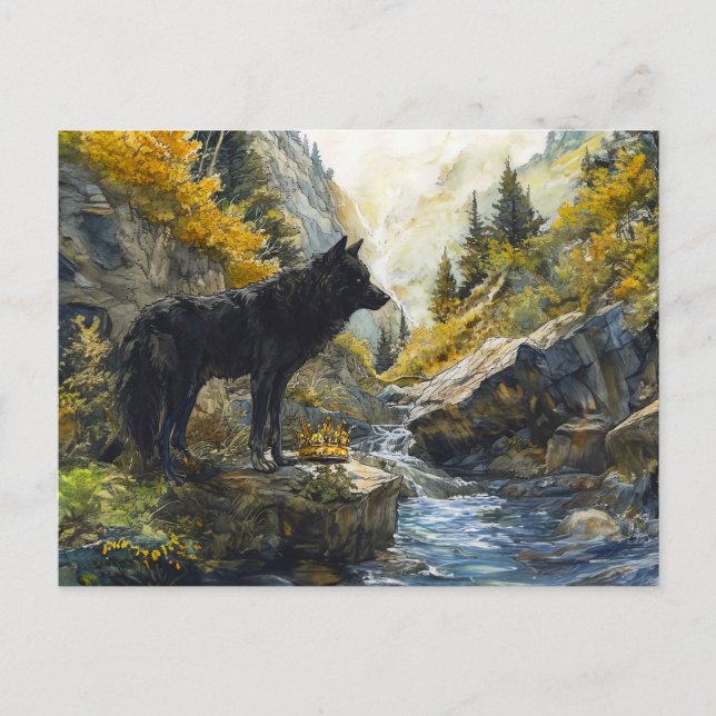 Cartão Postal Black Dog Guardian Rosstrappe Legend Watercolor (Frente)