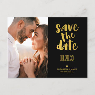 Cartão Postal Black Dourada tic Modern Save The Date Photo