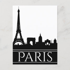 Cartão Postal Black e White Paris Skyline Eiffel Tower