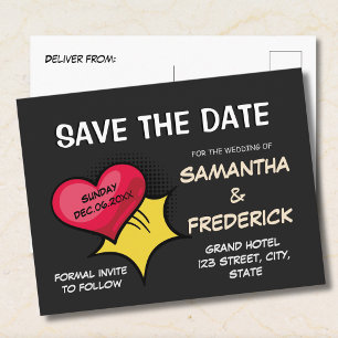 Cartão postal Black Elegant Save the Date   Modern