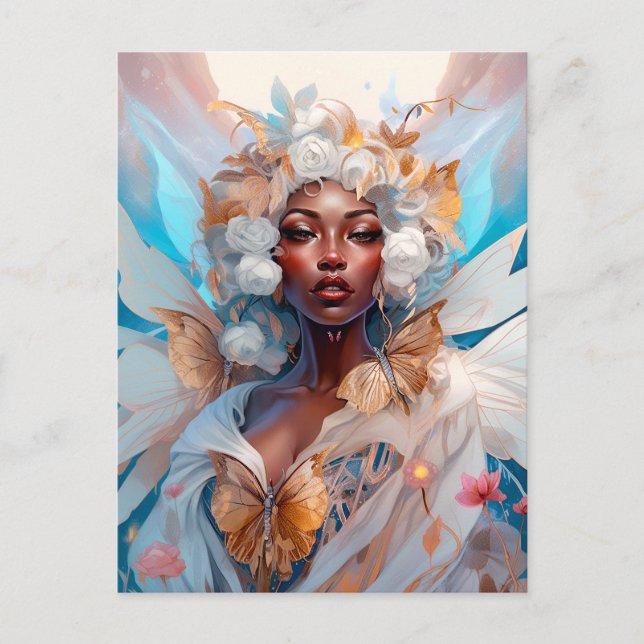 Cartão Postal Black Fairy Queen Fantasy Art (Frente)