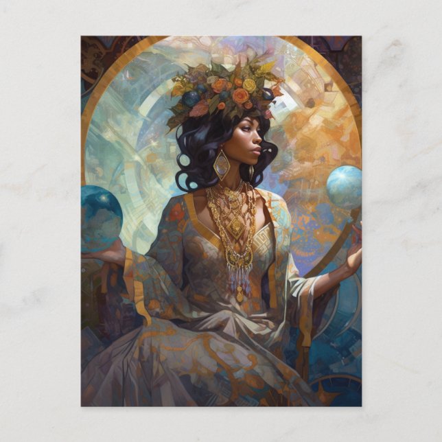 Cartão Postal Black Fantasy Sorceress Magic Fantasy (Frente)