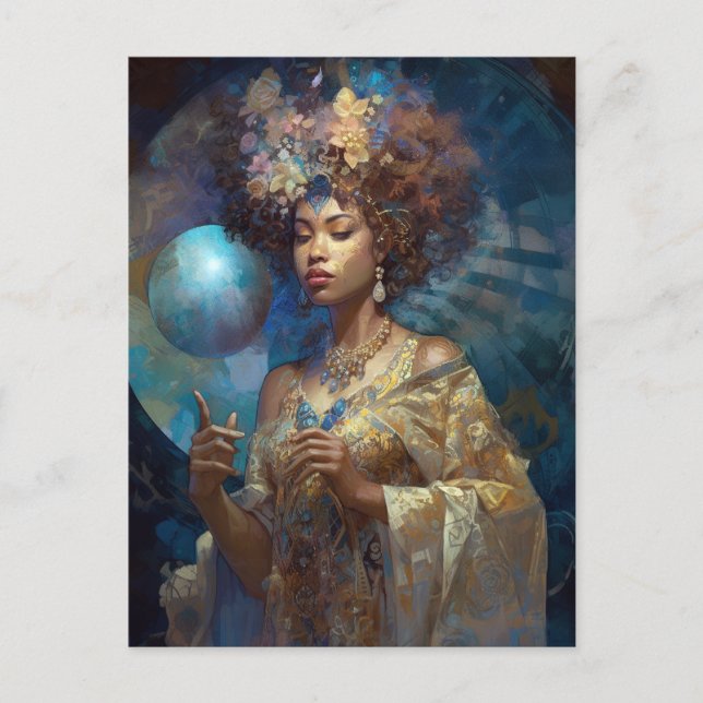 Cartão Postal Black Fantasy Sorceress Magic Fantasy (Frente)