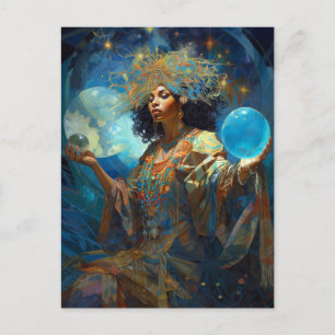 Cartão Postal Black Fantasy Sorceress Magic Fantasy